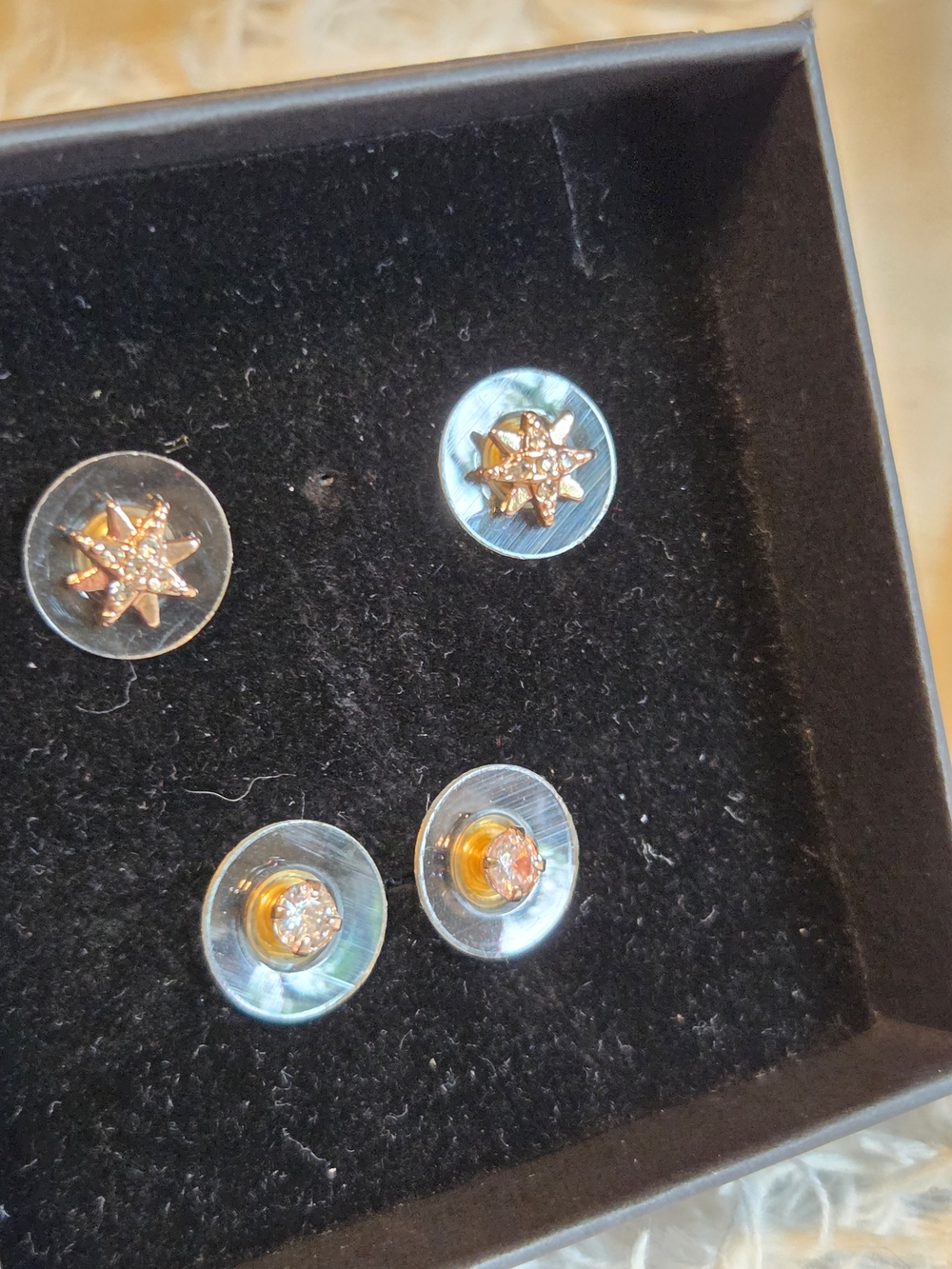 Gold Star and Crystal Stud Earrings - Women Jewelry